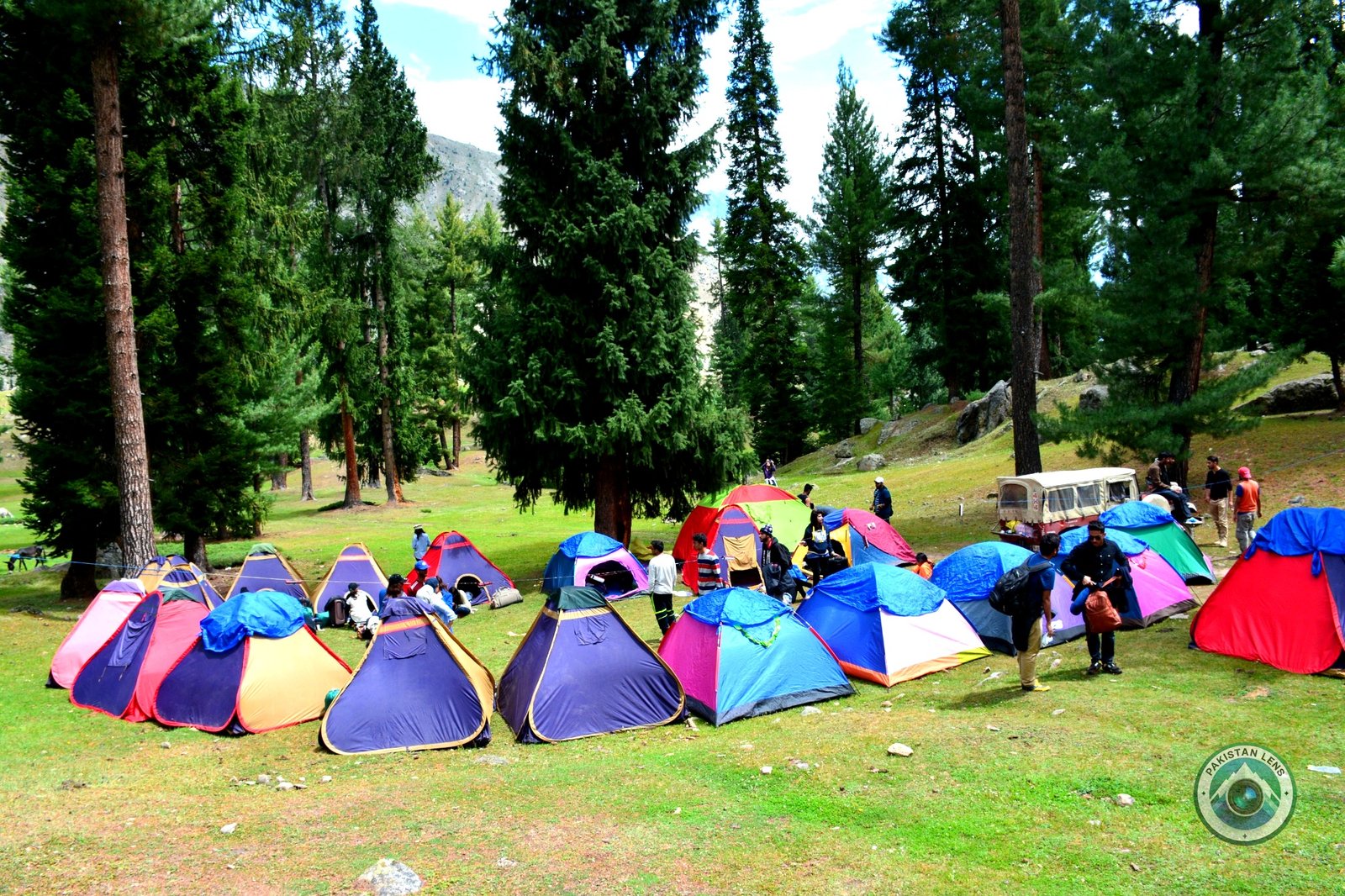 students camping rama meadows pakistan