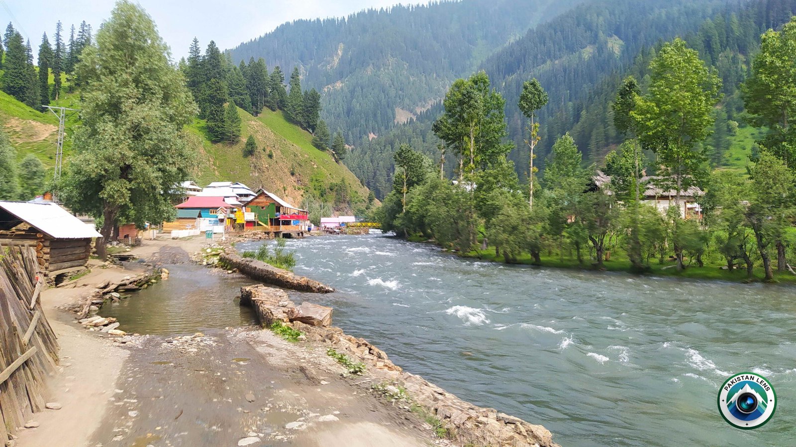 River and roadside scenery in Taobat Upper Neelum Valley Azad Kashmir
