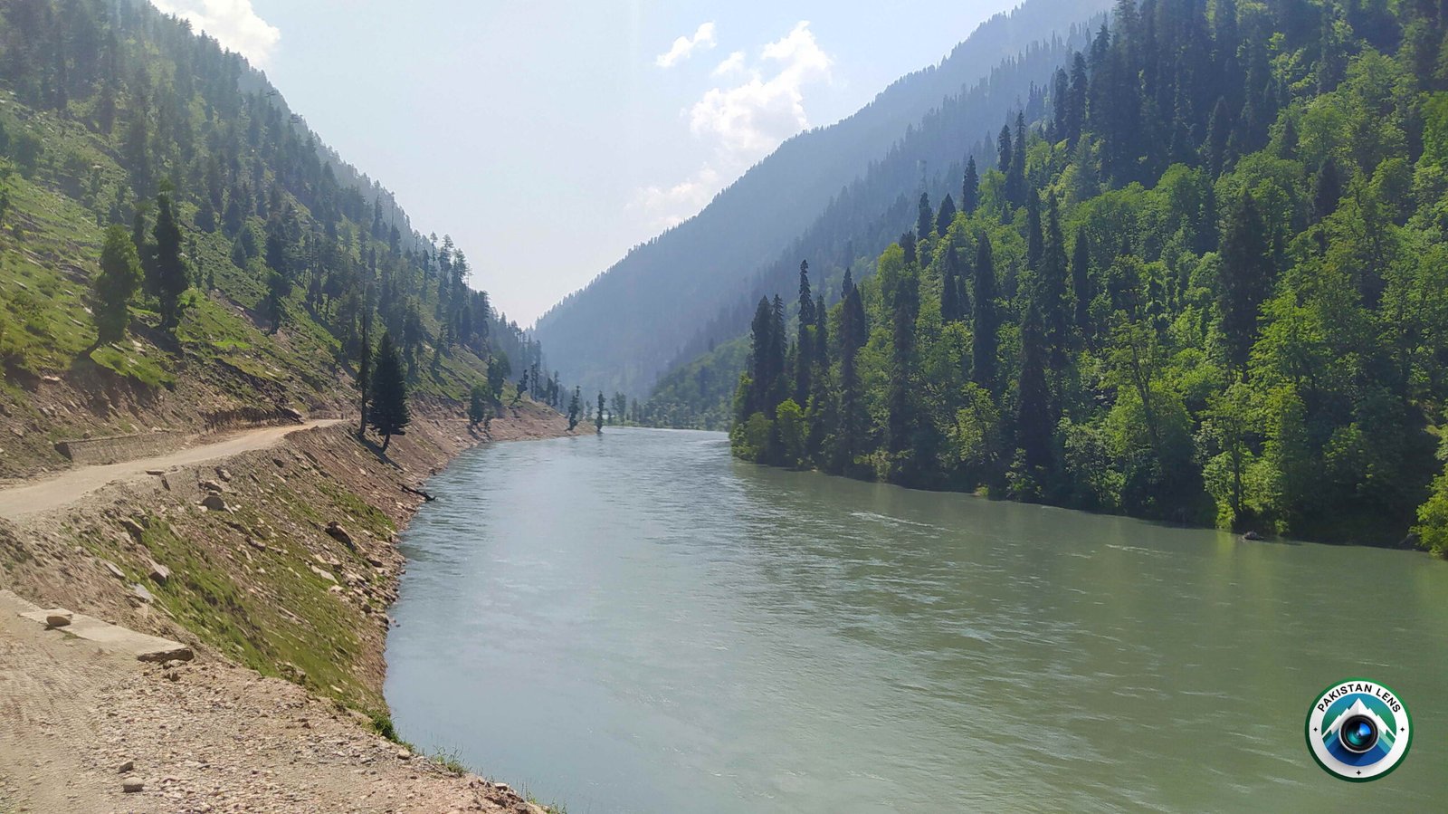 Neelum River flowing through a mountain valley on the way to Taobat from Kel
